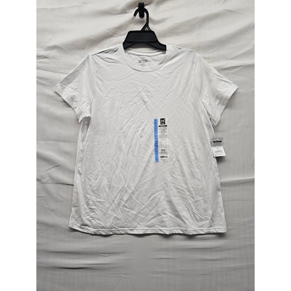 Member's‎ Mark Womens Crewneck Short Sleeve Tee White Cotton Blend Casual Size L